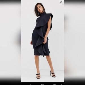 Lavish Alice One Shoulder Navy Dress